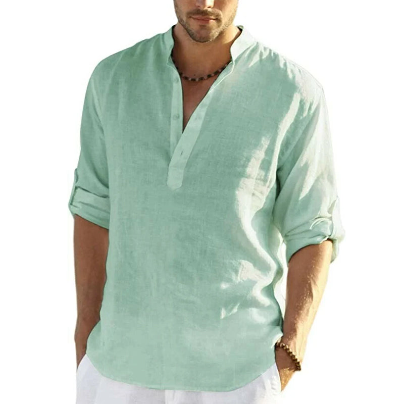 Men's Slim Fit Henley Shirt with Lightweight Breathable Fabric
