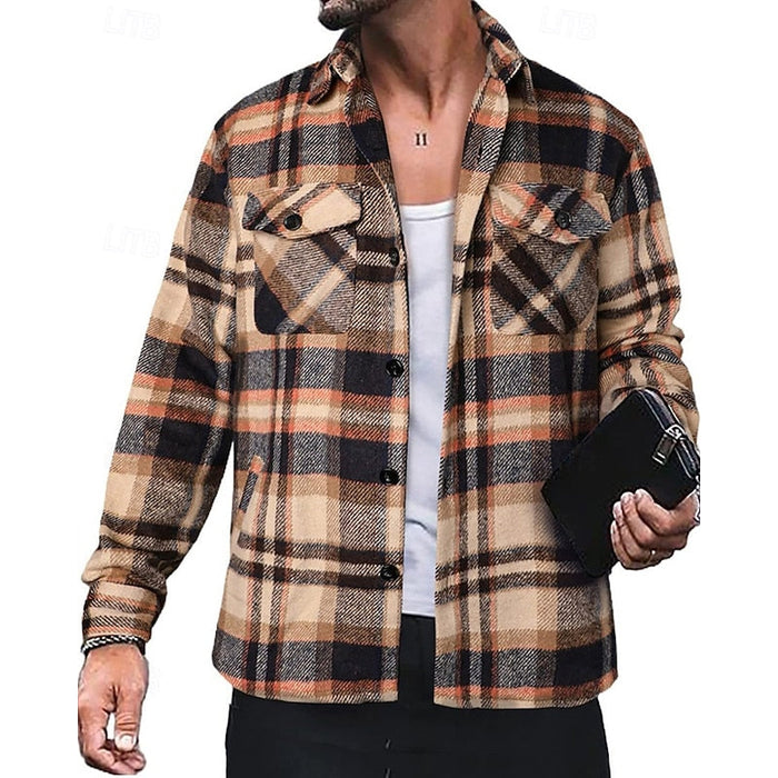 Surchemise à carreaux pour homme avec col à revers
