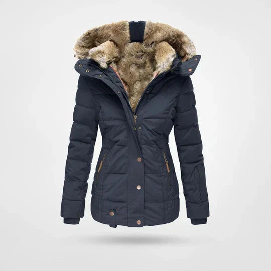 Casaco de inverno impermeável para mulher com capuz amovível