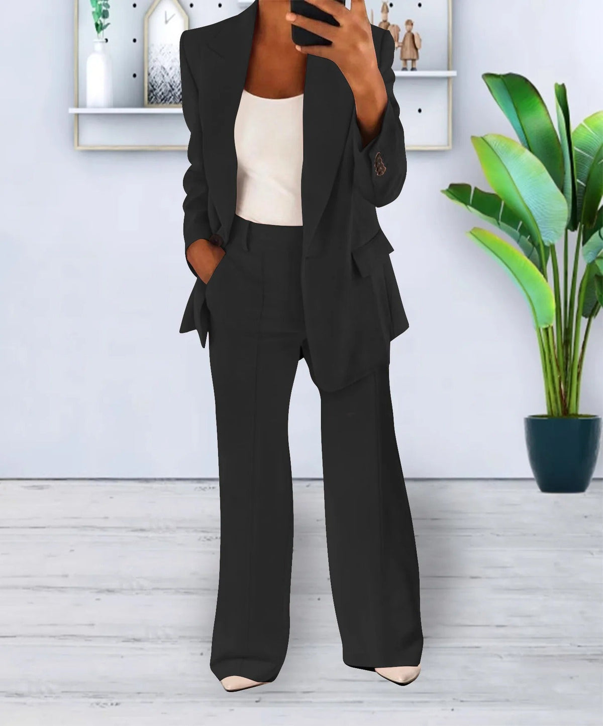Women's Two-Piece Trouser Suit with Jacket and Trousers