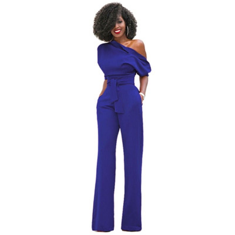 Women's Solid Colour Bodycon Jumpsuit in Acrylic Fabric