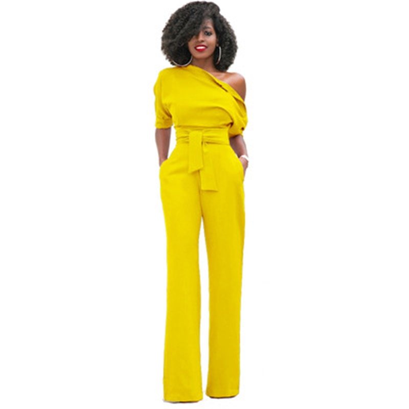 Women's Solid Colour Bodycon Jumpsuit in Acrylic Fabric