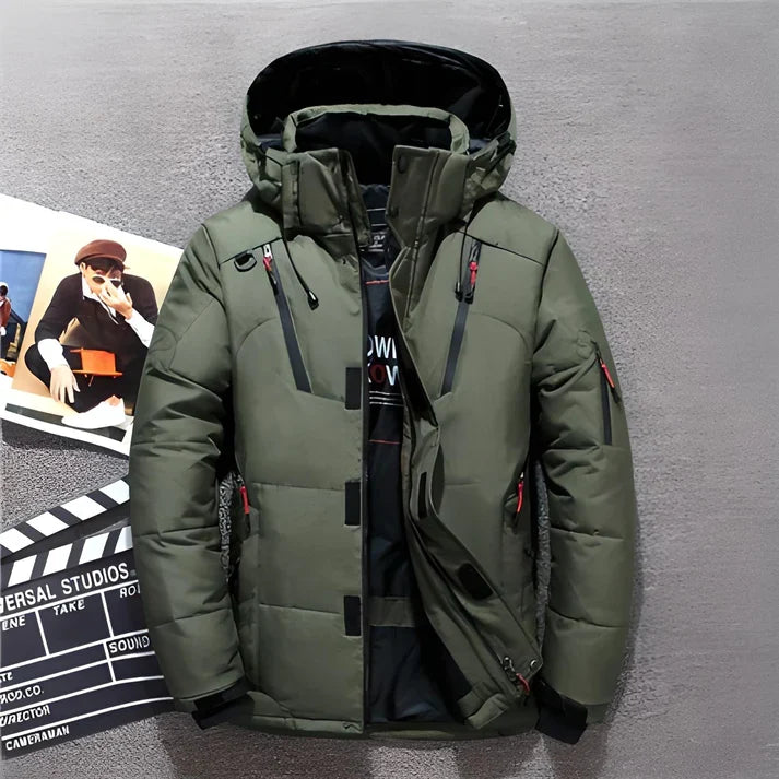 Men's Padded Winter Jacket with Adjustable Hood